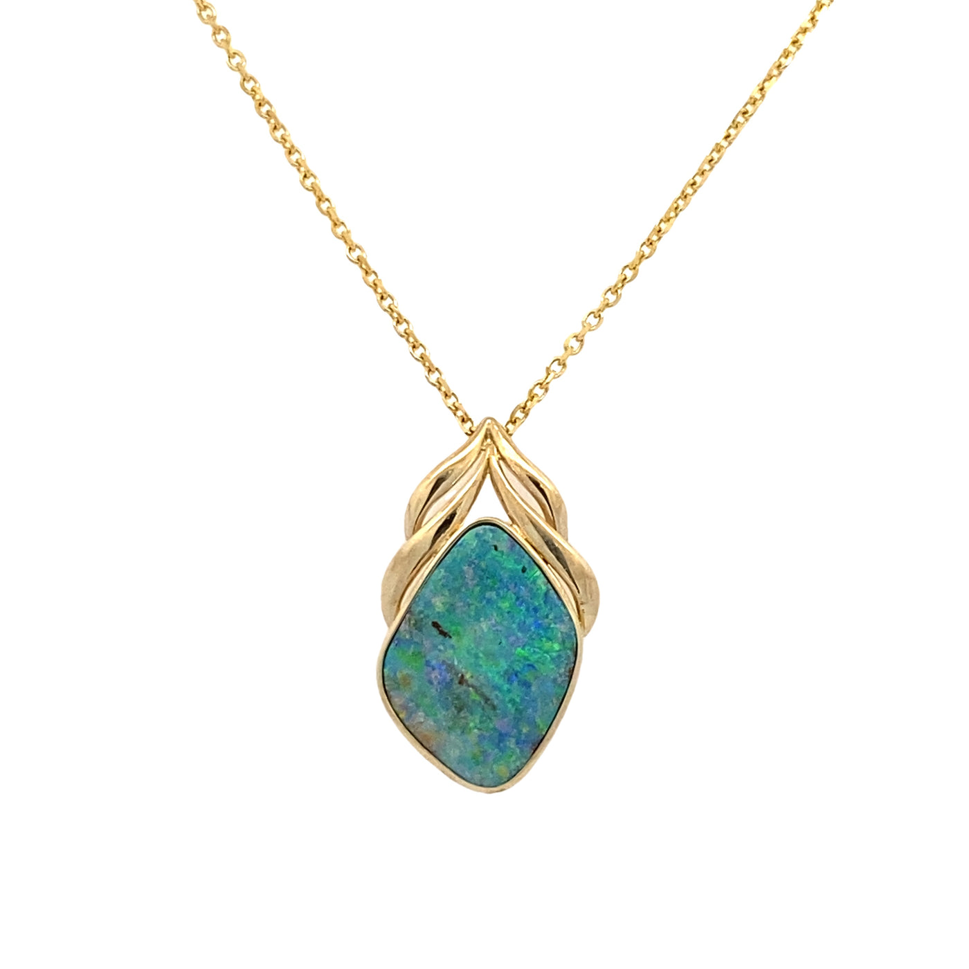 Estate Yellow Gold Boulder Opal Pendant