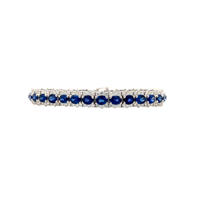 Simon G Jewelry  White Gold Sapphire & Diamond Tennis Braceelt