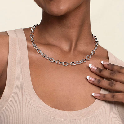 Textured Bujukan Necklace in Silver by Gabriel NY