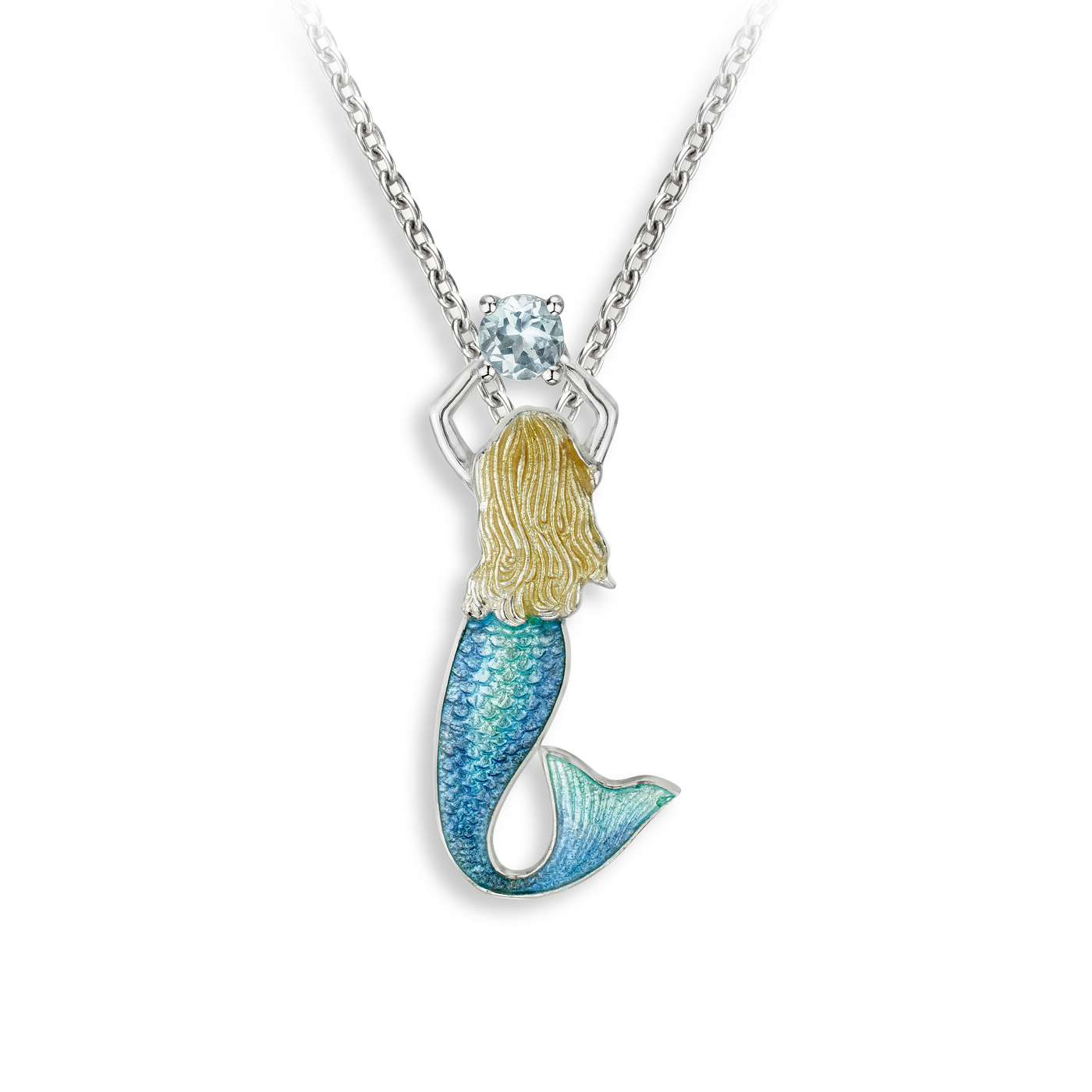 Nicole Barr Silver Enamel Mermaid Pendant