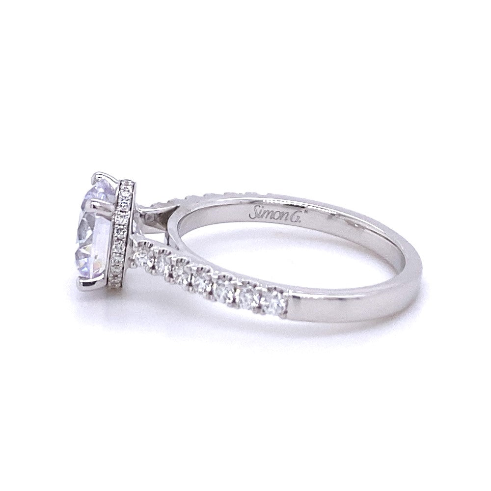 Simon G Jewelry White Gold Diamond Hidden Halo Engagement Ring LR2900