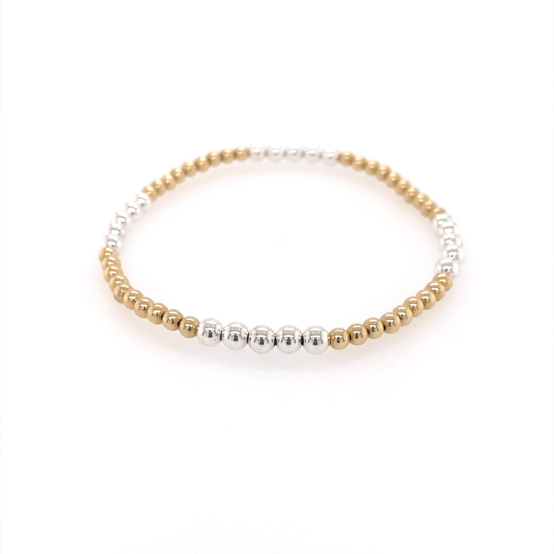 3mm Stretch Beaded Bracelet with 4mm Beads in Two-Tone Gold by Karen Lazar