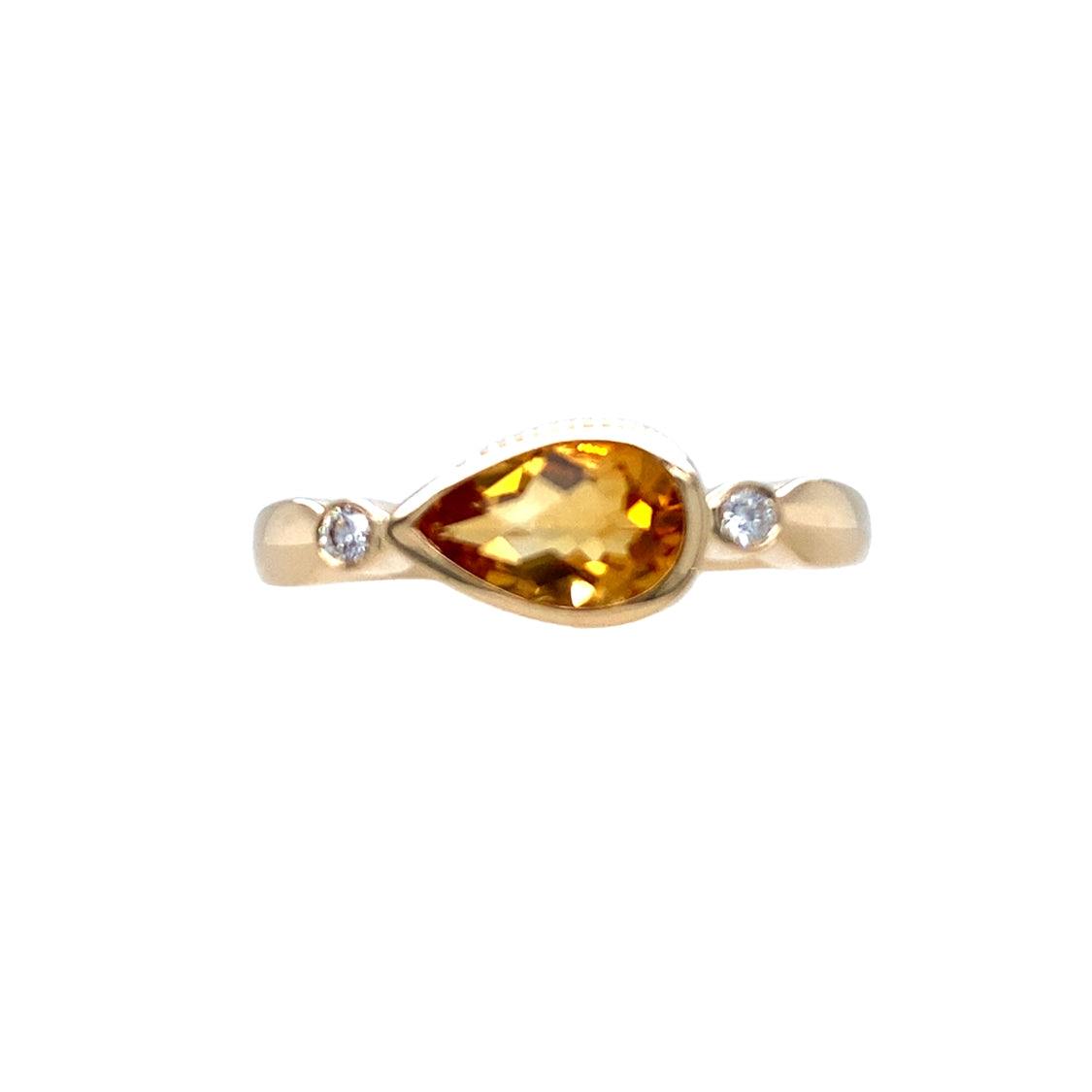 Citrine and Diamond Ring in Yellow Gold