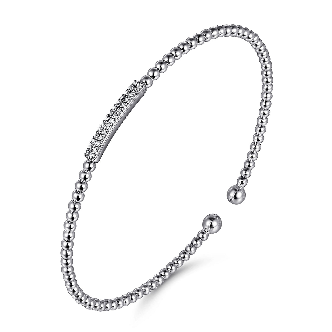 Two Row Diamond Bar Bangle in White Gold by Gabriel NY