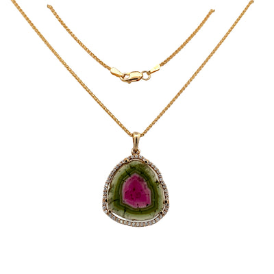 Beeghly & Co. Yellow Gold Watermelon Tourmaline Pendant