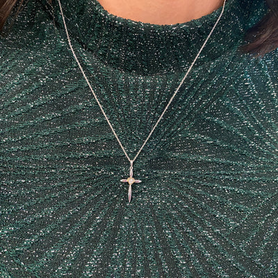 Two-Tone Diamond Cross Pendant