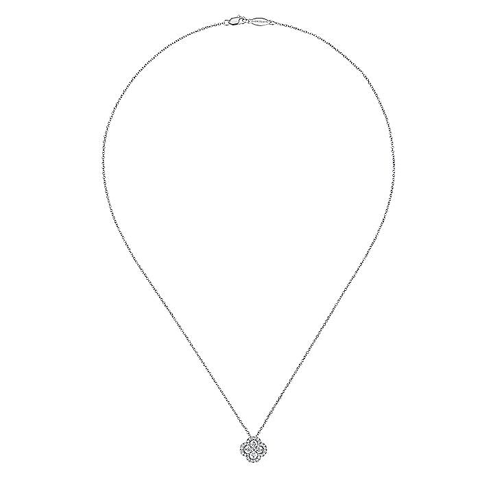 Diamond Open Clover Style Pendant in White Gold