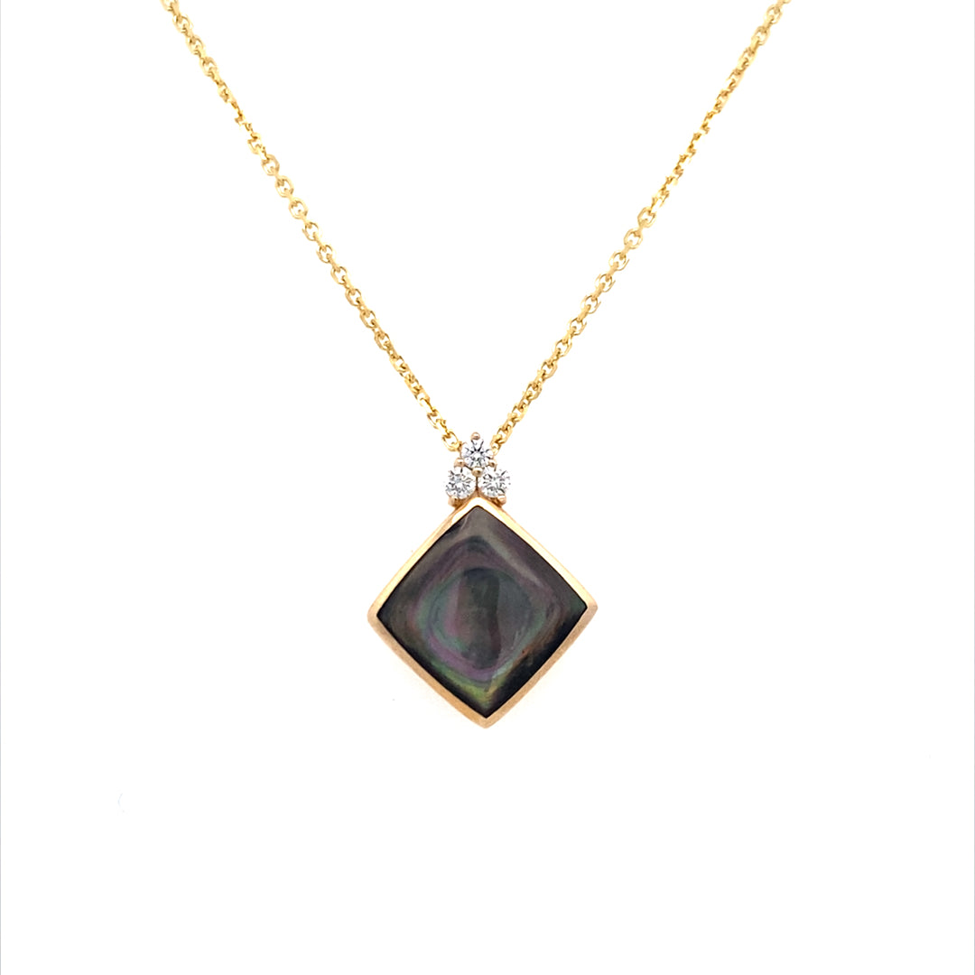 Black Mother of Pearl Pendant in Yellow Gold by Kabana