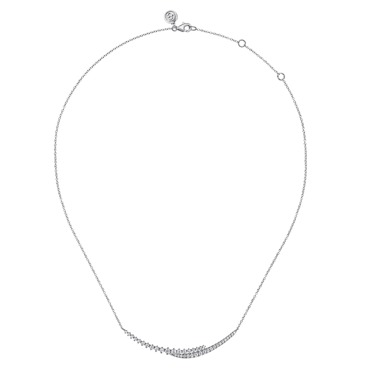 Graduating Diamond Bar Necklace in White Gold by Gabriel & Co.