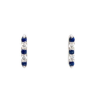 Sapphire and Diamond Bar Earrings in White Gold by Parle