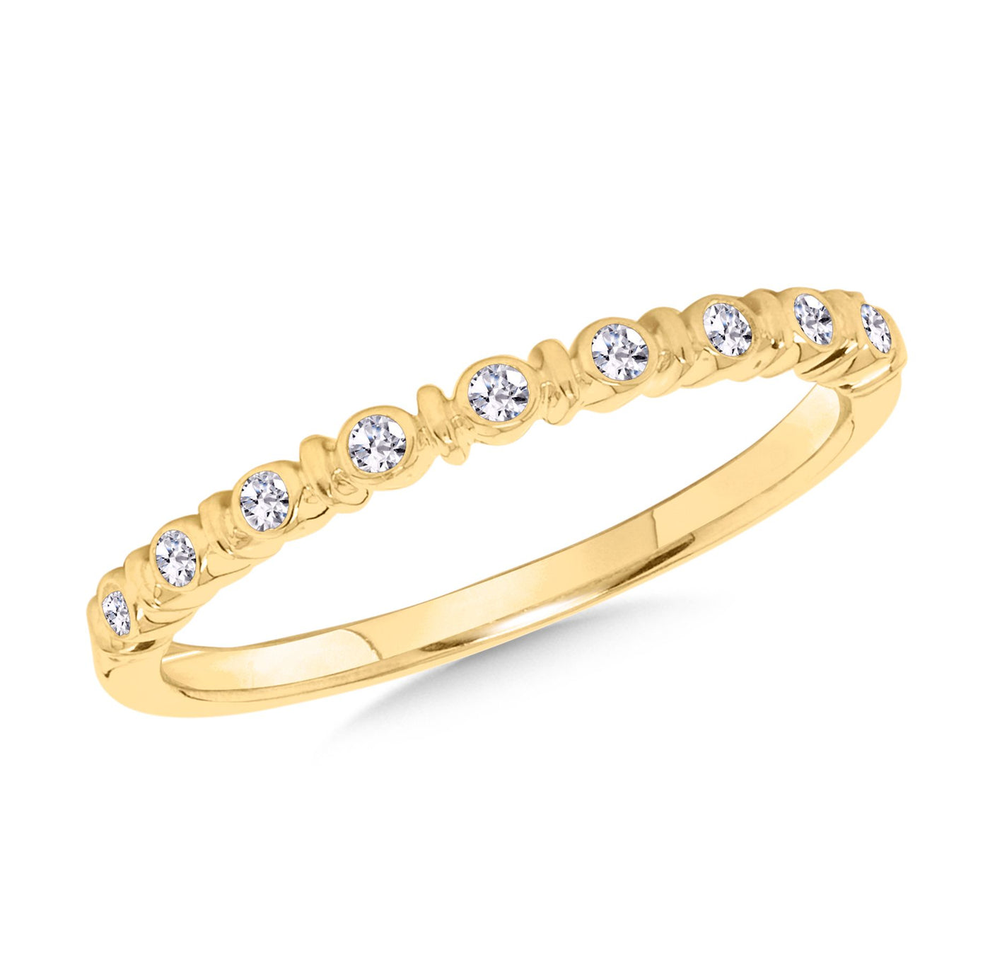 Bezel Set Diamond Stackable Ring in Yellow Gold