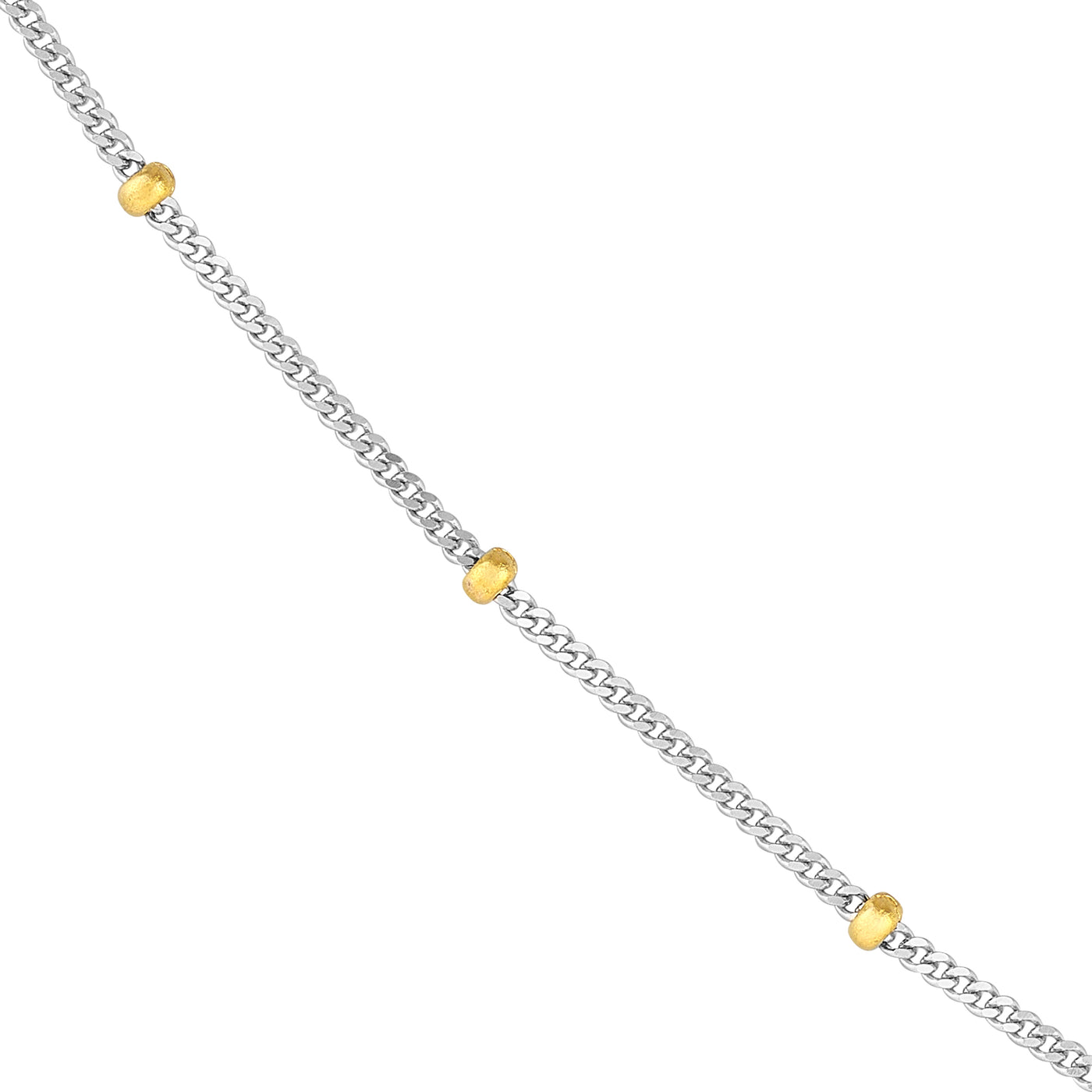 Bead Station Necklace in Two-Tone Gold