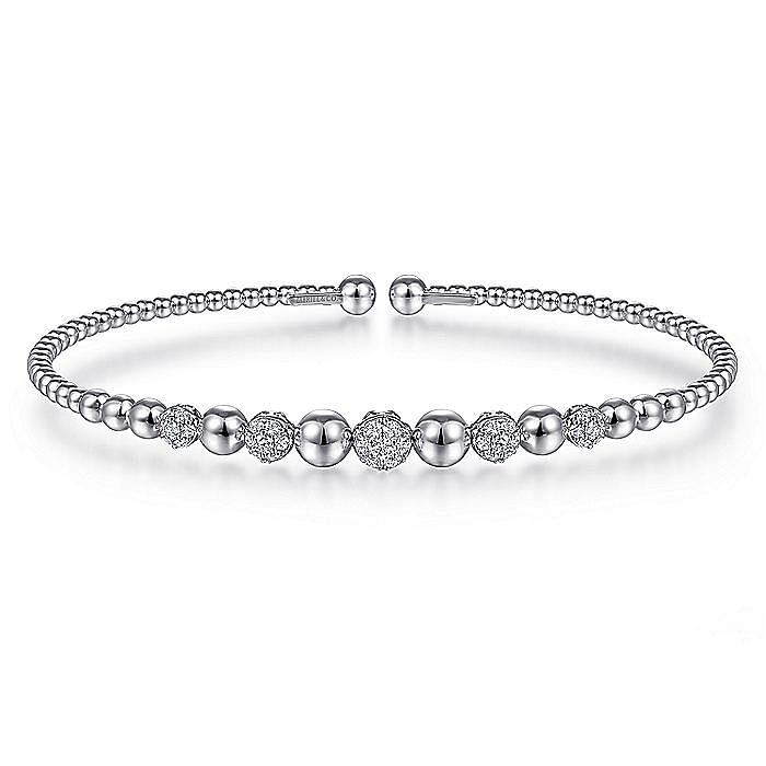 Five Diamond Cluster BBujukan Bangle in White Gold by Gabriel NY