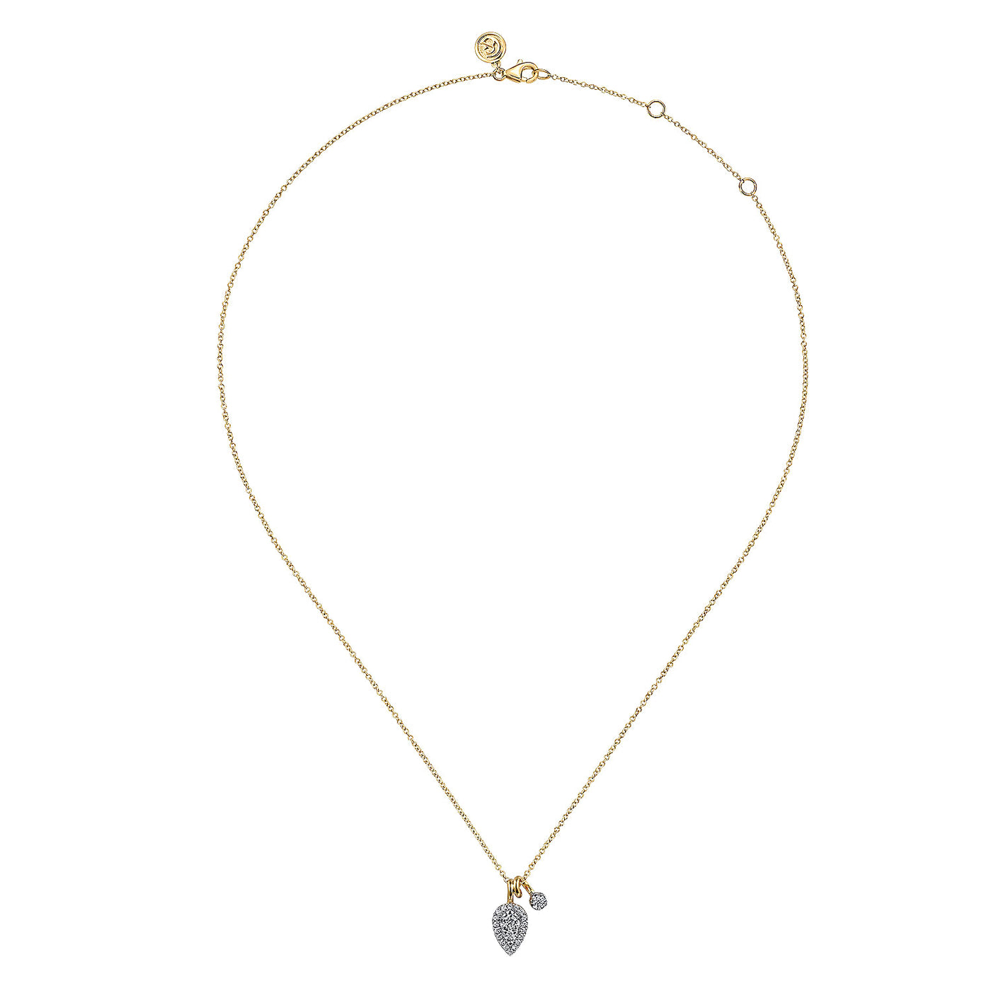 Gabriel & Co. Two-Tone Diamond Drop Pendant