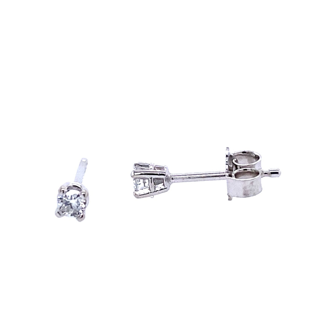 White Gold 1/10 CTW Diamond Stud Earrings "Good Collection"