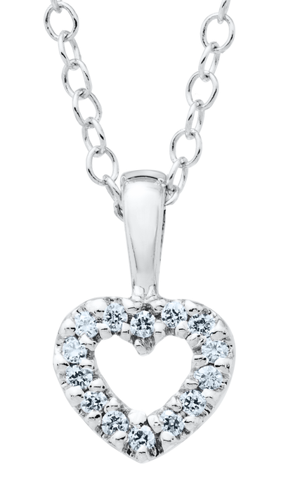 Child's CZ Open Heart Pendant in Silver by Marathon