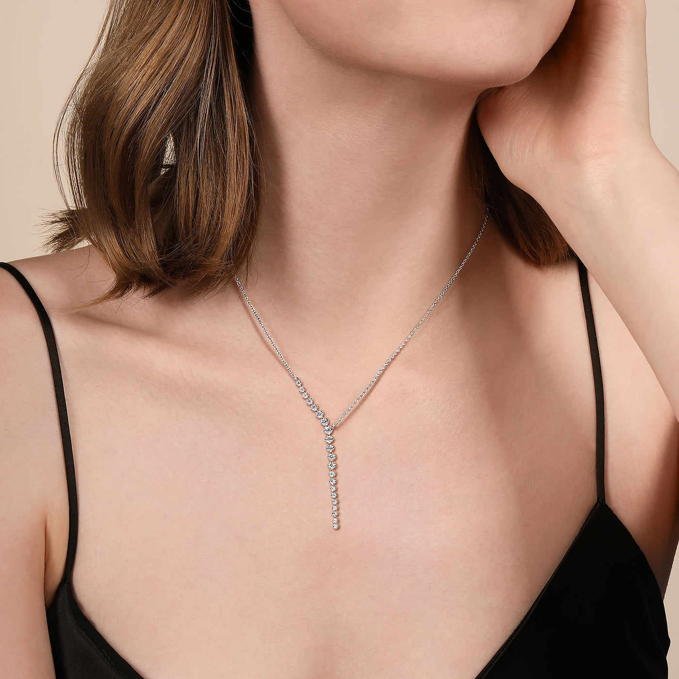 Gabriel & Co.White Gold Diamond Fancy Link Necklace