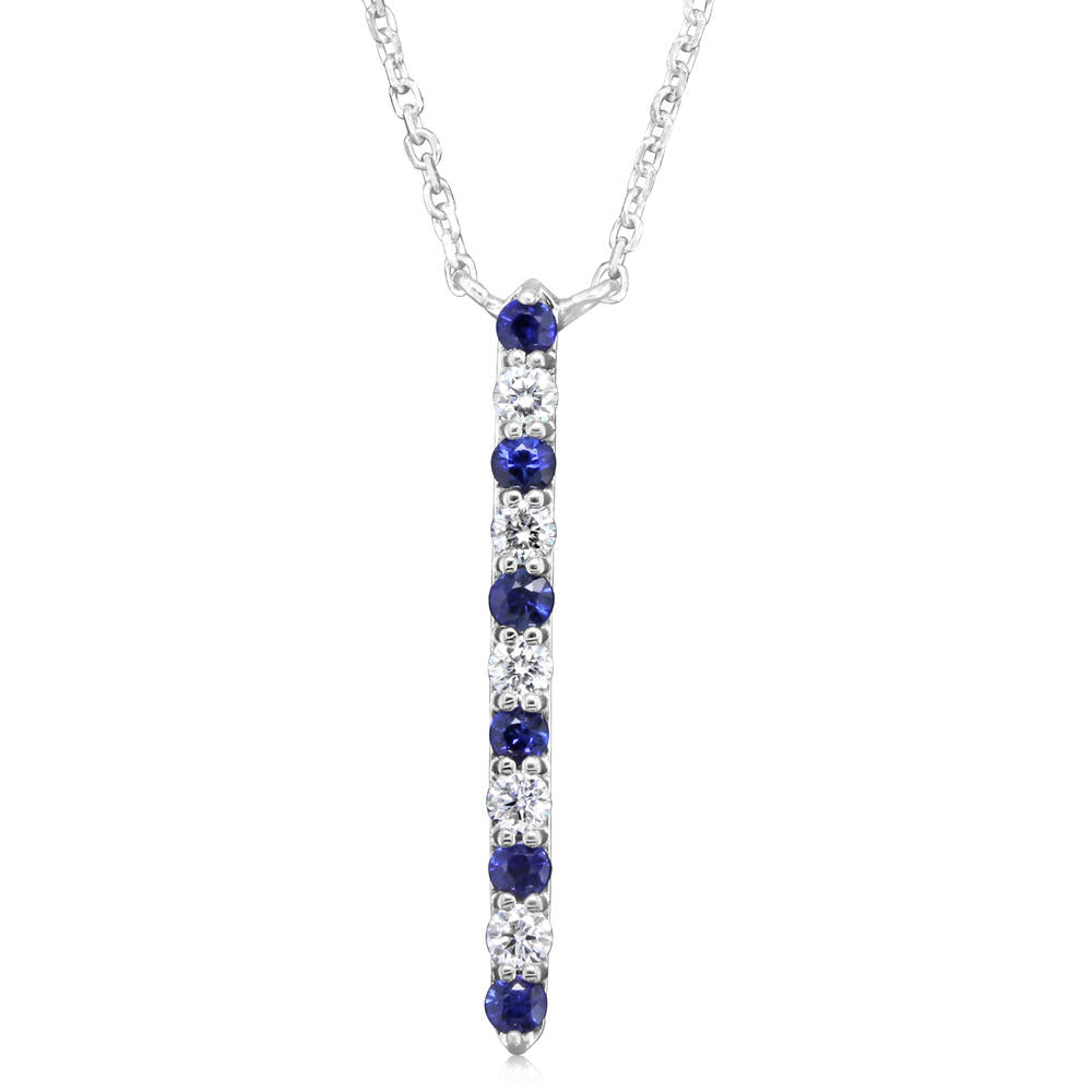 Parle White Gold Sapphire and Diamond Bar Pendant