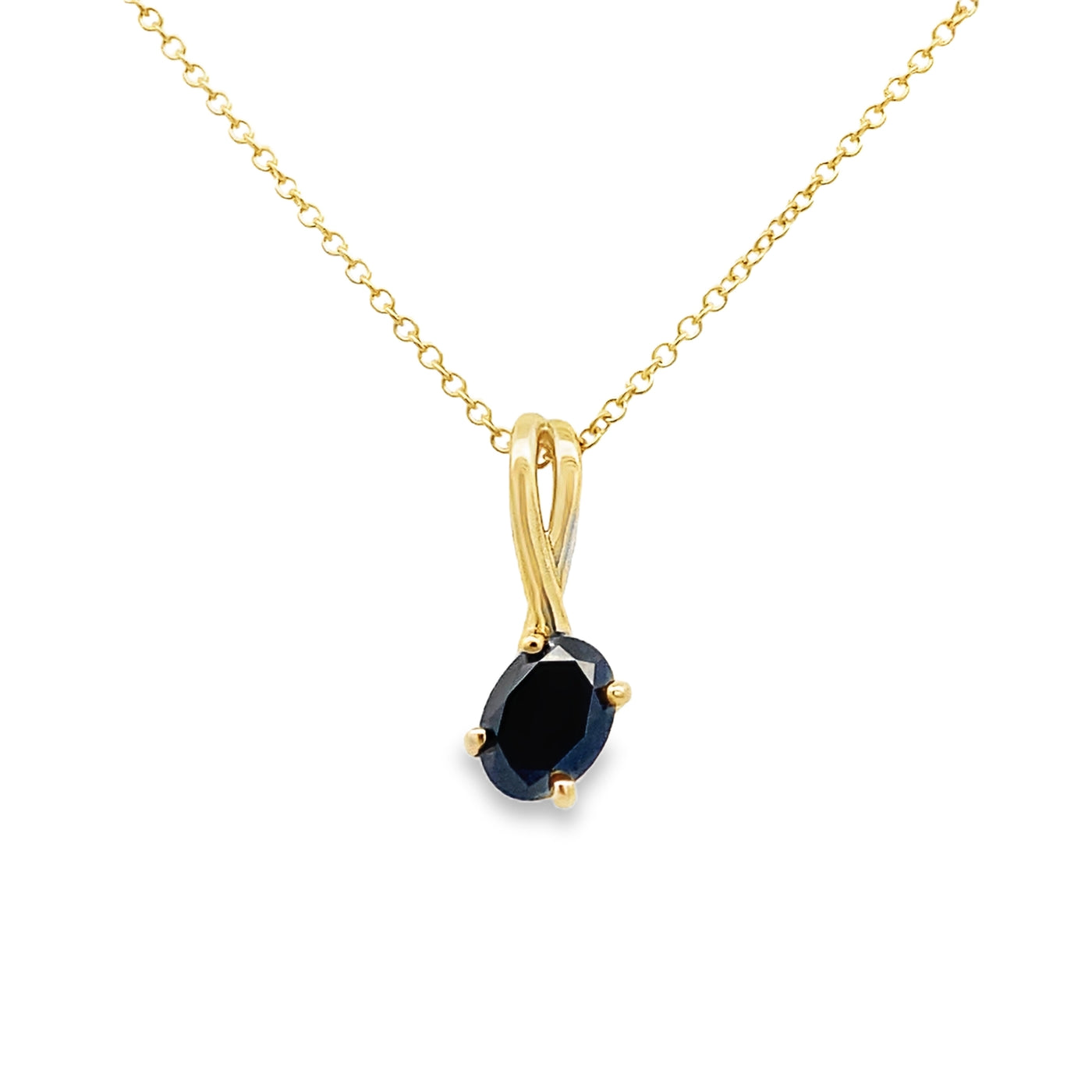 Black Diamond Solitaire Pendant in Yellow Gold