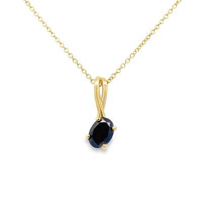 Black Diamond Solitaire Pendant in Yellow Gold