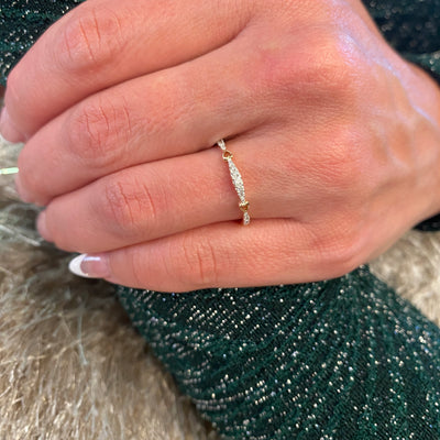 Yellow Gold Two Hearts Stackable Ring