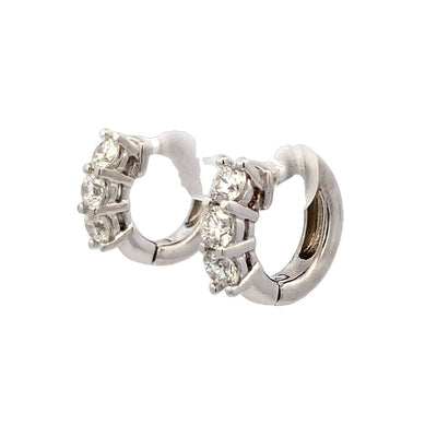 Beeghly & Co. White Gold Three-Stone Diamond Huggies