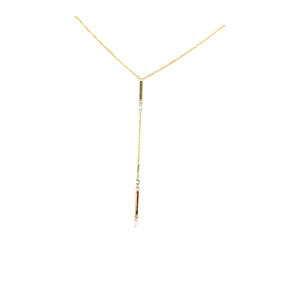 Diamond Drop Bar Necklace in Yellow Gold