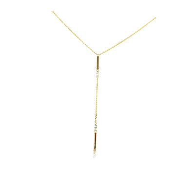 Diamond Drop Bar Necklace in Yellow Gold