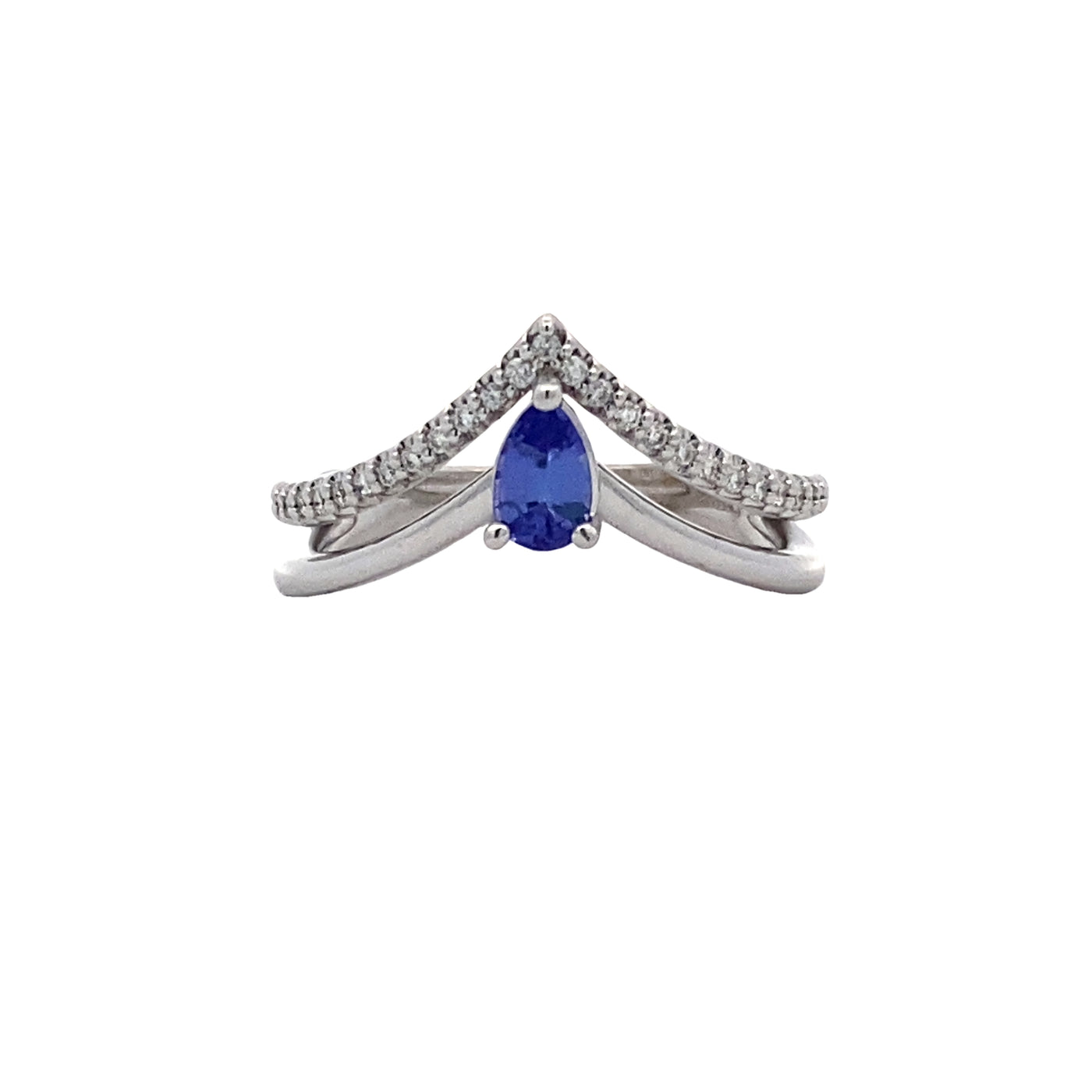 Tanzanite and Diamond Chevron Band in White Gold by B&C