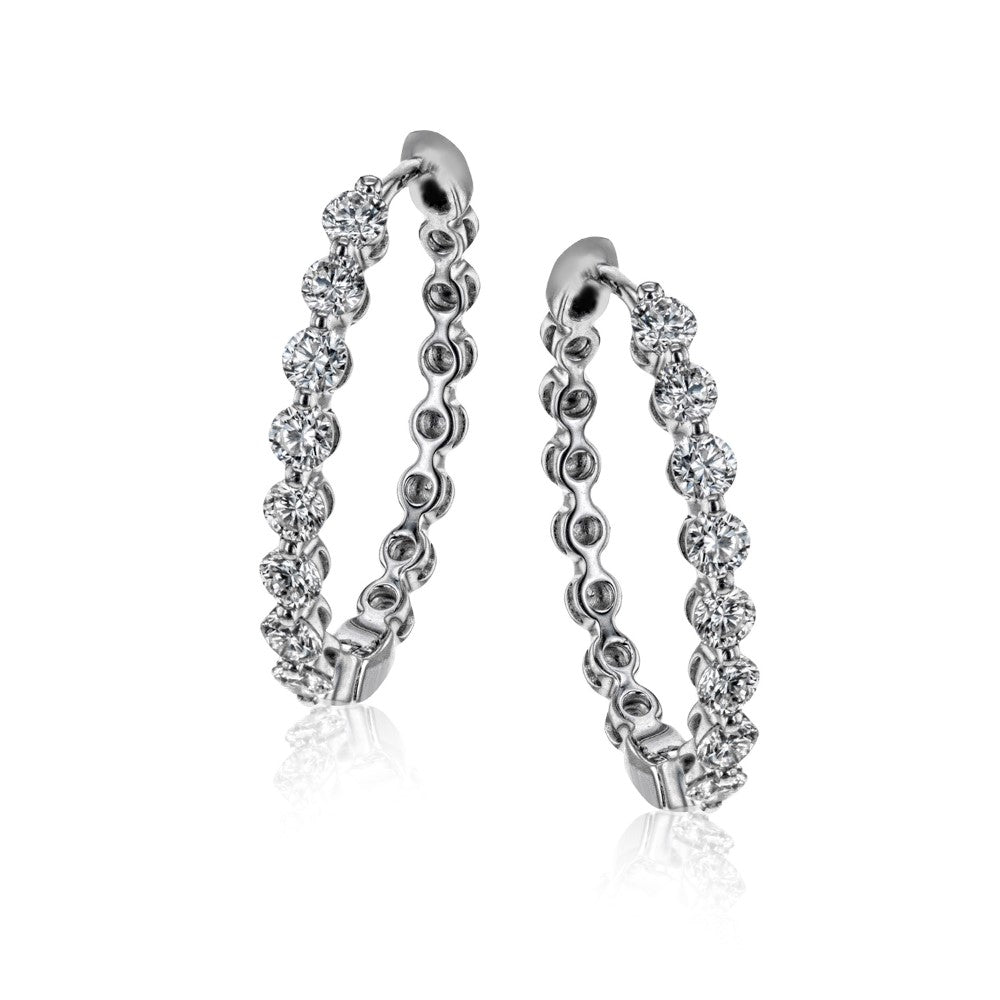 Simon G Jewelry 18 KT White Gold 1 CTW Diamond Hoope Earrings LE4547