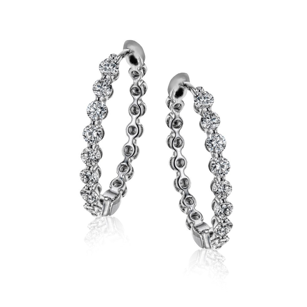 Simon G Jewelry White Gold Diamond Hoop Earrings