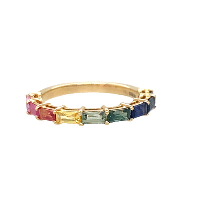 Rainbow Sapphire Ring in Yellow Gold