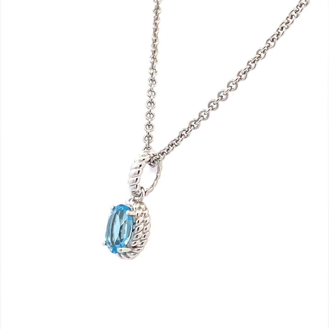 Silver Drop Style Blue Topaz Pendants