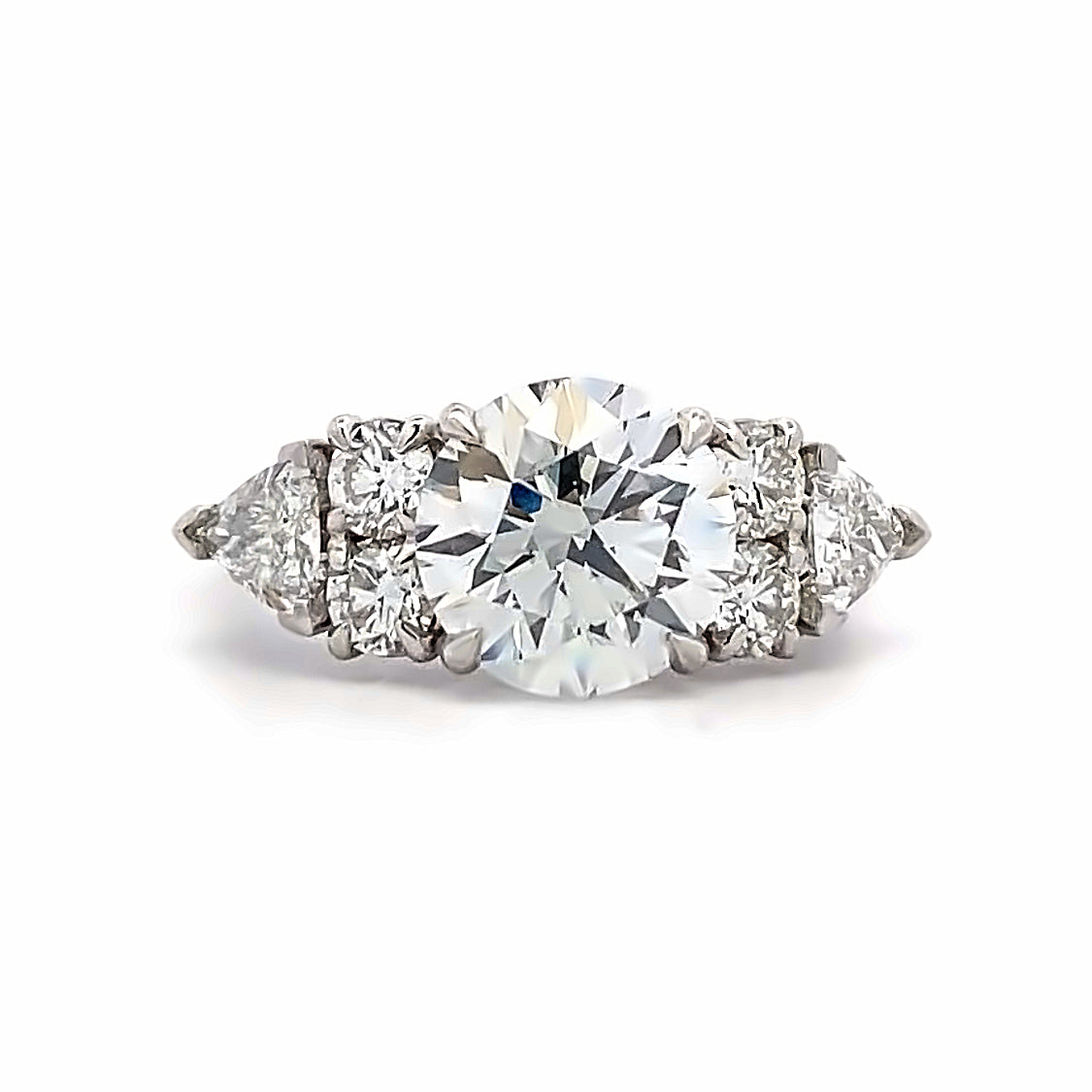 Round Diamond Side Stone Engagement Ring in Platinum by B&C