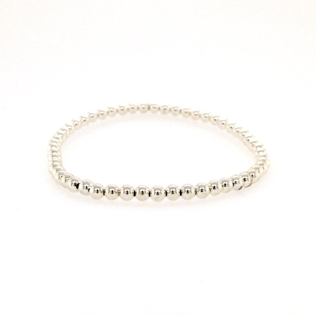 Expandable Bead Bracelet in Silver by Karen Lazar