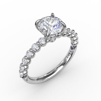 FANA 14KT White Gold Round Shape Engagement Ring S3244/WG
