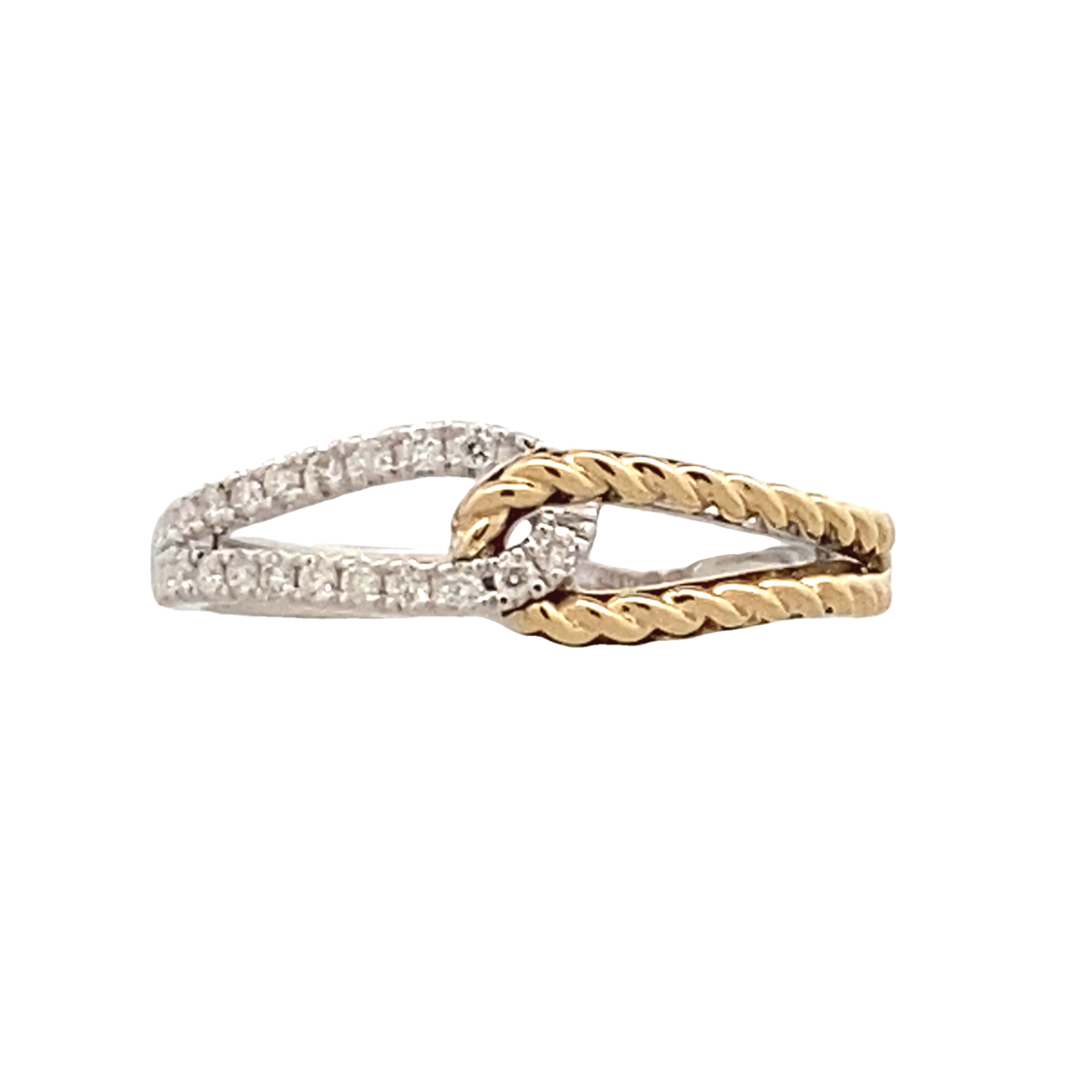 Two-Tone Diamond Woven Ladies Fashion Ring