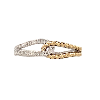 Diamond Woven Ladies Fashion Ring in Two-Tone Gold