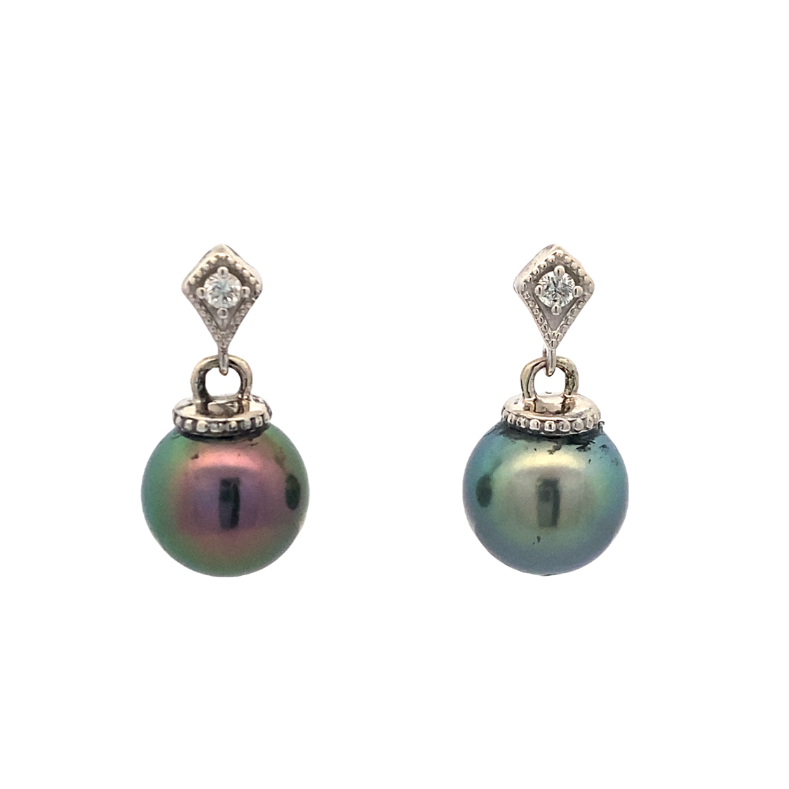 Beeghly & Co. White Gold Drop Pearl Earrings