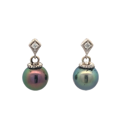 Beeghly & Co. White Gold Drop Pearl Earrings