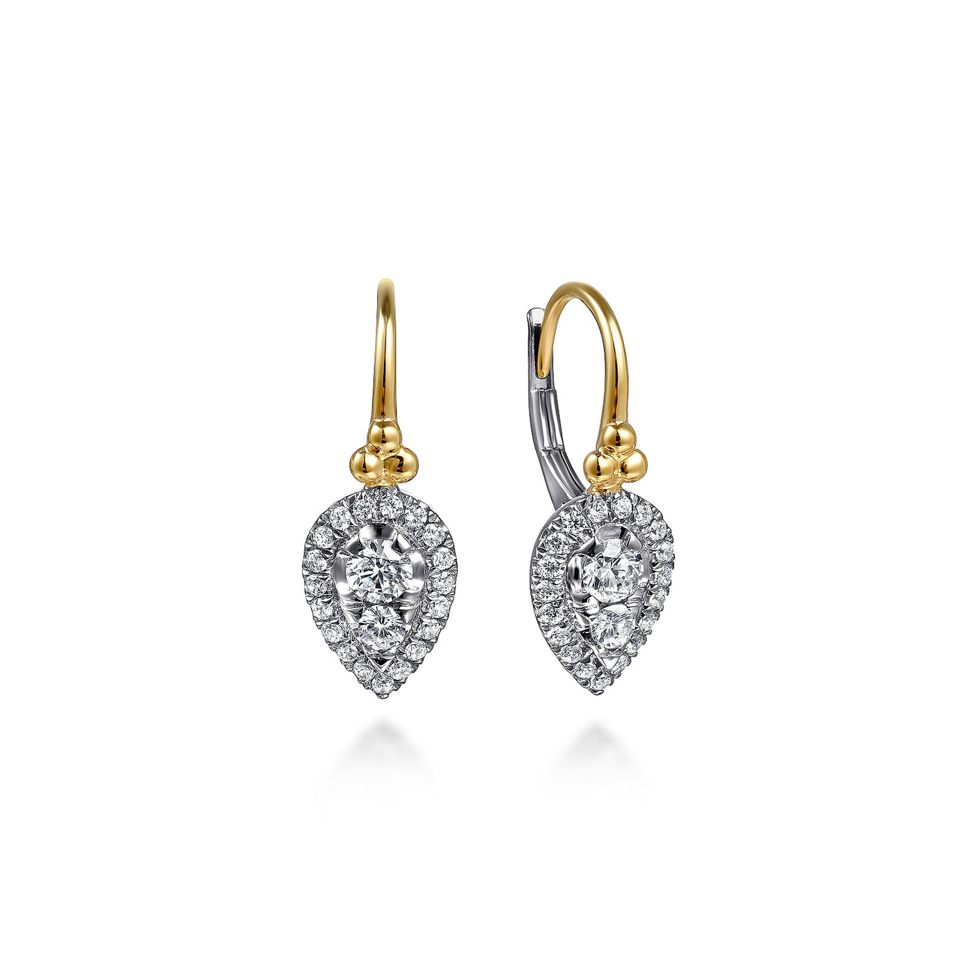 Diamond Drop Earrings in Two-Tone Gold by Gabriel & Co.