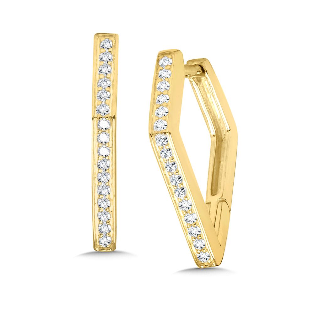 Diamond Geometric Earrings in Yellow Gold