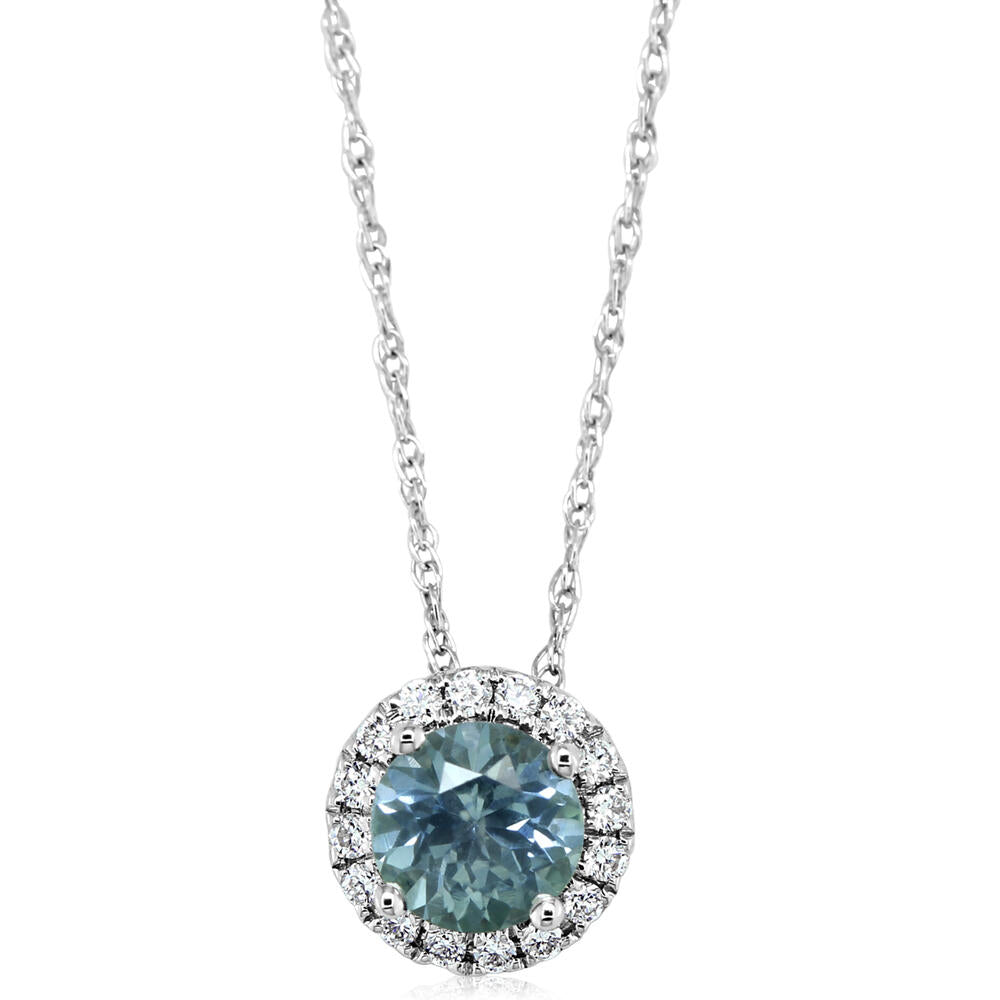 Montana Sapphire and Diaimond Pendant in White Gold by Parle