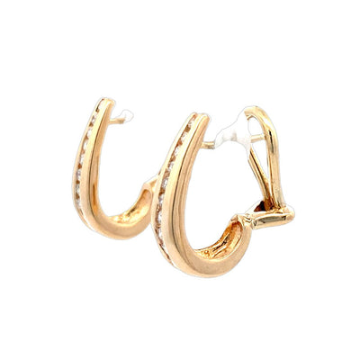 Estate  J Hook Diamond Earrings in Yellow Gold