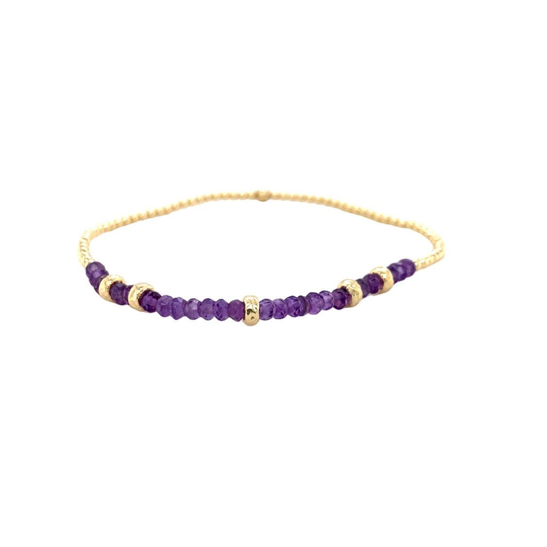 2mm Amethyst and Rondelle Pattern Bracelet in Yellow  Gold by Karen Lazar