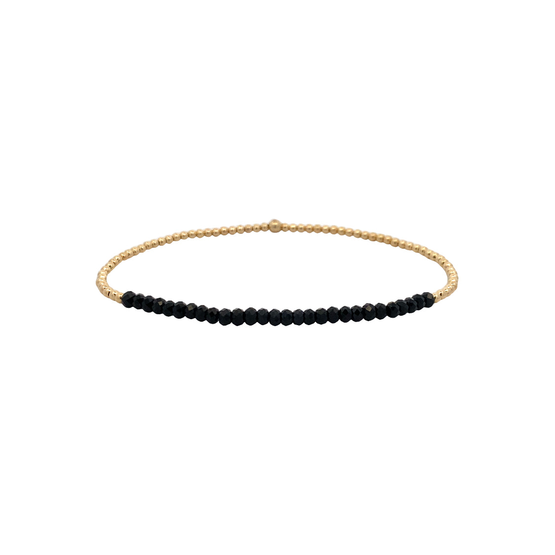 2mm Black Spinel Stretch Bracelet in Yellow Gold by Karen Lazar