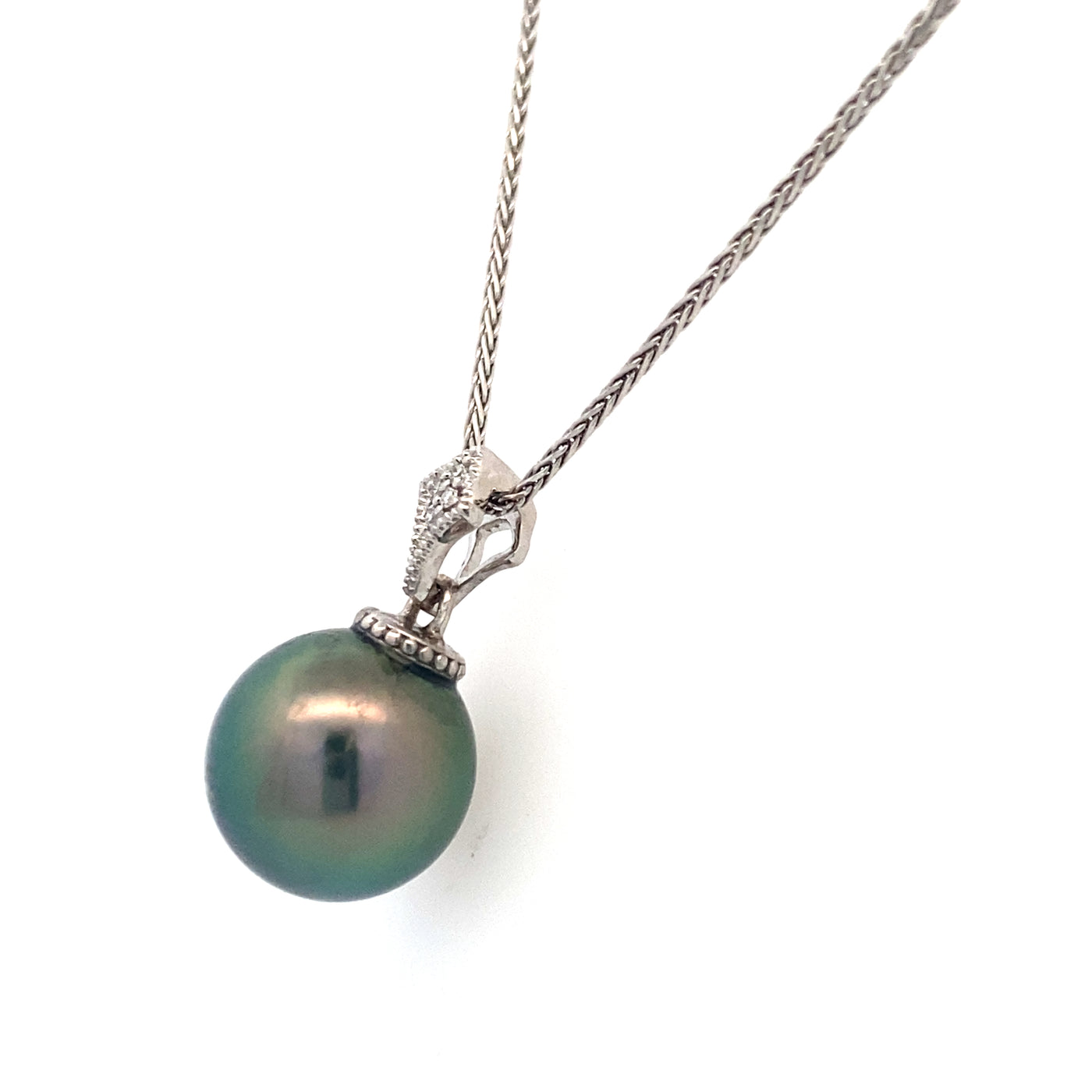 Tahitian Pearl Pendant in White Gold by B&C