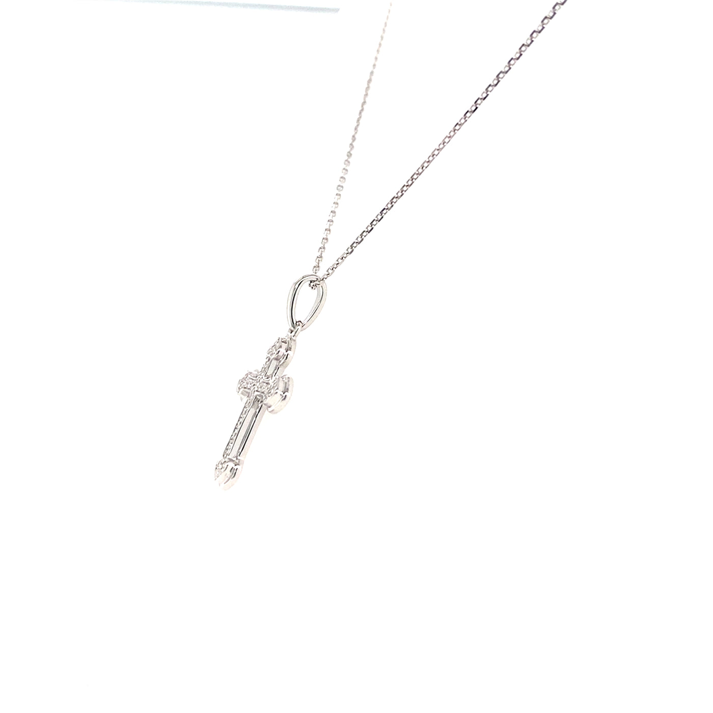 Diamond Cross Pendant in White Gold