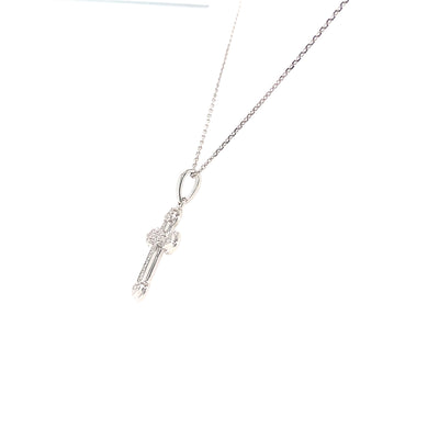 Diamond Cross Pendant in White Gold