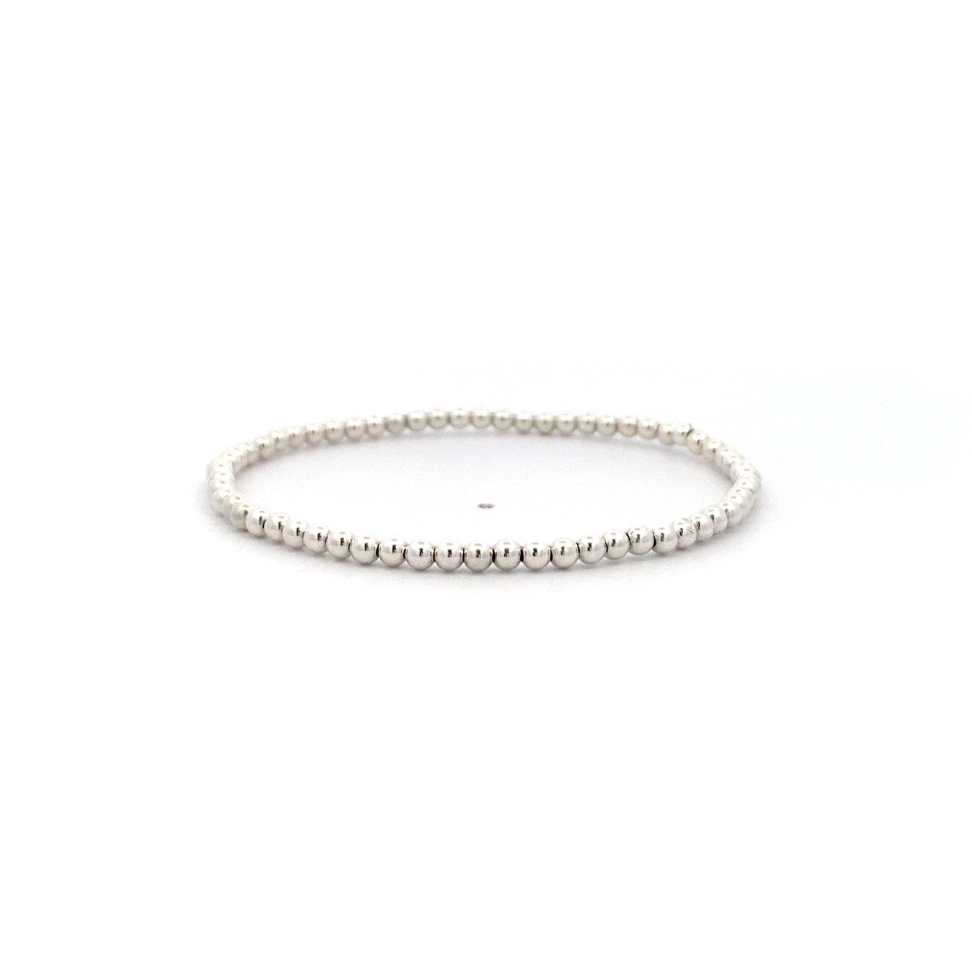 Karen Lazar Stretch 3 mm Silver Beaded Bracelet Size 6.75